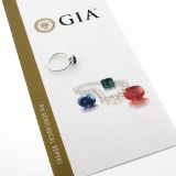 Platinum GIA NO HEAT Cushion Sapphire Solitaire w/ Diamond Halo Engagement Ring