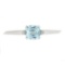 Vintage 14k White Gold Cushion Cut Blue Topaz & Diamond Unique Bar Pin Brooch
