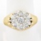 Men's Vintage 14K Two Tone Gold 0.80 ctw Round Diamond Brushed Finish Cluster Ri