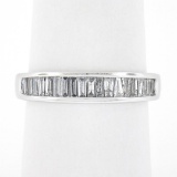 Solid 14K White Gold .60 ctw Baguette Cut Channel Set Diamond Stackable Band Rin