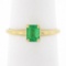 NEW Classic 14k Gold 0.51 ctw Prong Set Emerald Cut Emerald Solitaire Petite Rin
