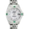 Rolex Ladies Quickset Stainless Steel White Diamond And Emerald 26MM Datejust Wr
