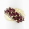 Vintage 14k Yellow Gold 3.32 ctw Marquise Blood Red Ruby Round Diamond Band Ring