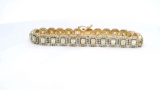 18KT Yellow Gold 8.91 ctw Emerald Cut & Diamond Tennis Bracelet