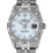 Rolex Mens Stainless Steel Diamond Lugs And Pyramid Bezel Datejust Wristwatch