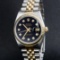 Rolex Mens Two Tone Black Diamond 36MM Datejust Wristwatch