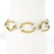 Italian Giovanni Marchiso White Ceramic & 18k Gold Textured Link Chain Bracelet