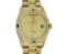 Rolex Mens Quickset 18K Yellow Gold Factory Champagne Diamond Dial Emerald Bezel
