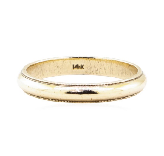 3.5mm Half Dome Milgrain Edge Wedding Band - 14KT Yellow Gold