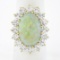 Vintage 14k Gold Oval Cabochon Opal w/ 4.0 ctw Round Diamond Halo Cocktail Ring