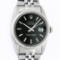 Rolex Stainless Steel Black Index 36mm Datejust Wristwatch