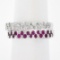 NEW 14K Gold 0.85 ctw Pave Pink Sapphire & Diamond Dual Stack Look Wavy Band Rin