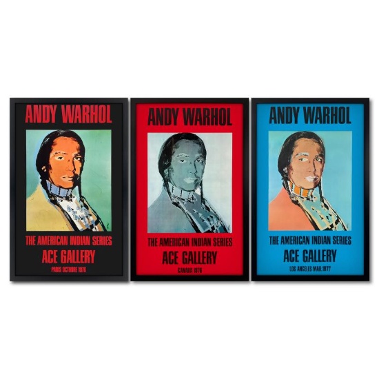 American Indian Series 3 Piece Set (Black Red & Blue) by Warhol (1928-1987)