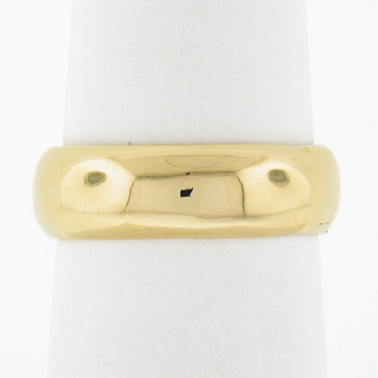 Unisex Classic 14K Gold 6mm Wide Plain Dome Polished Stackable Wedding Band Ring