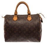 Louis Vuitton Brown Monogram Leather Speedy 30 Satchel Bag