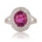 2.40 ctw UNHEATED Pink-Purple Sapphire and 0.60 ctw Diamond Platinum Ring (GIA C