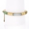 Vintage 14k Gold Multicolor Curved Rounded Jade Engraved Hinged Bangle Bracelet