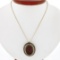 Vintage 14k Yellow Gold Carved Cameo w/ Seed Pearl Frame Halo Pendant Necklace