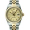 Rolex Mens Two Tone Yellow Gold And Steel Champagne Tapestry Datejust Wristwatch