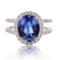3.79 ctw Tanzanite and 0.66 ctw Diamond Platinum Ring