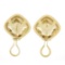 14k Yellow Gold 4.14 ctw Channel Set Diamond Covered Cushion Shape Button Earrin