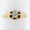 Antique Victorian 14K Gold.40 ctw Cushion Old Mine Diamond Belcher Solitaire Rin