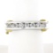 14k TT Gold 0.60 ctw Round Channel Diamond Matte Squared Screw Double Band Ring