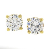 NEW Classic 14k Yellow Gold 0.82 ctw Round Brilliant Diamond Prong Stud Earrings