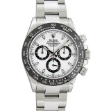 Rolex Mens Stainless Steel White Dial Panda Ceramic Daytona 40MM With Rolex Box