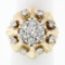Vintage 14K TT Gold 1.67 ctw Round Brilliant Diamond Cluster Flower Cocktail Rin