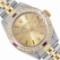 Rolex Ladies Two Tone Champagne Index Diamond And Ruby Date Wristwatch