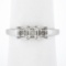 14k White Gold 0.22 ctw Round Prong Diamond Squared Setting 3 Stone Promise Ring