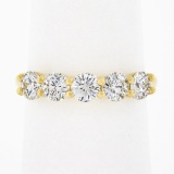 18k Yellow Gold 1.22 ctw Round Ideal Low Profile Diamond 5 Stone Stack Band Ring