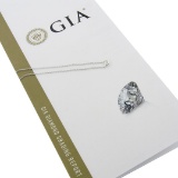 14k White Gold GIA .27 ctw Rectangular Light Green Diamond Solitaire Pendant Cha