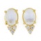 14K Yellow Gold Oval Cabochon Blue Moonstone Diamond Cluster Drop Stud Earrings