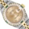 Rolex Ladies Quickset Sapphire 18K Two Tone Champagne Roman Diamond And Emerald