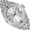 Rolex Ladies Stainless Steel Silver Index Diamond And Emerald Date Watch