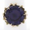 Vintage 12k Gold 15mm Round Synthetic Purple Stone Solitaire Ring w/ Bead Frame