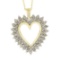 Classic 14K TT Gold 1 ctw Champagne Diamond Open Heart Pendant w/ Chain Necklace