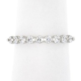 NEW 14K White Gold 0.36 ctw Round Diamond Center Shared Prong Wedding Band Ring
