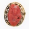 Large Antique Victorian GIA Carved Red Coral Cameo w/ 14k Gold Open Frame Brooch