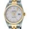 Rolex Mens Two Tone Silver Diamond Datejust Wristwatch 36MM
