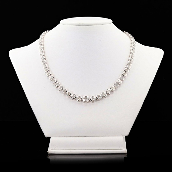 22.01 ctw G to I COLOR SI1 to I1 CLARITY Diamond Platinum Tennis Necklace