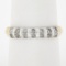 Estate 14K TT Gold 0.30 ctw Round Channel Diamond Domed Stack Wedding Band Ring