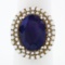 Vintage 14k Yellow Gold 7.13 ctw Oval Amethyst Solitaire & Pearl Halo Cluster Ri