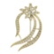 18k Yellow Gold 0.70 ctw Round Brilliant Cut Diamond Open Work Floral Pin Brooch