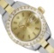 Rolex Ladies 2Tone Gold And Seel 18K Diamond Bezel Date Watch With Rolex Box