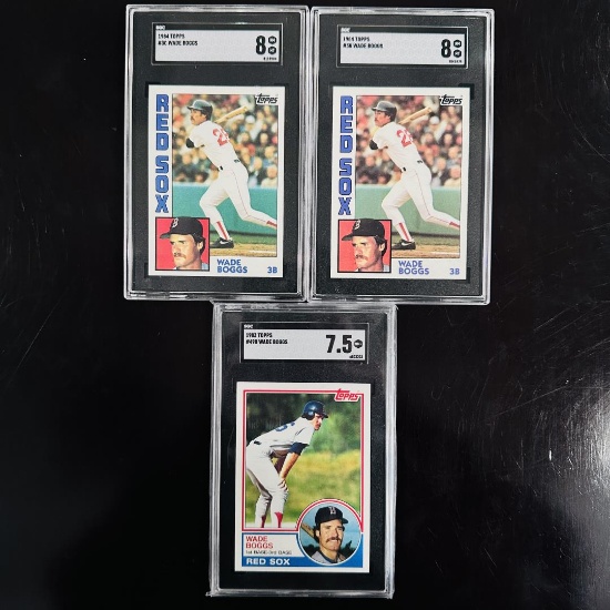 Set of (3) Wade Boggs Baseball Cards - SGC Graded