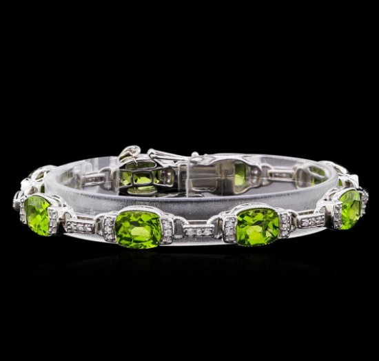 Crayola 20.00 ctw Peridot and White Sapphire Bracelet -.925 Silver