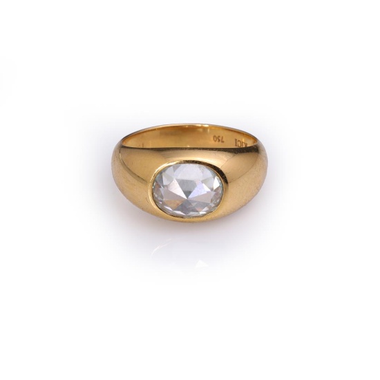 18k Yellow Gold & Custom Cut Moissanite Ring by Carlo Rici